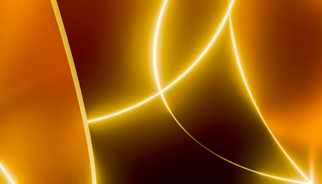 Glowing luminous arcs create a dynamic orange gradient background