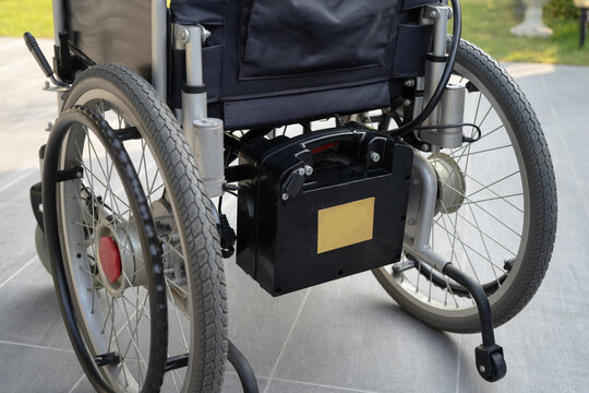 Battery of electric wheelchair for patient.
