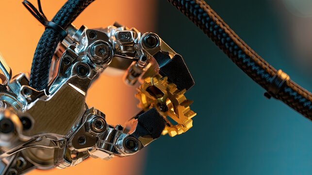 Intricate robotic claw meticulously manipulates a small, golden gear