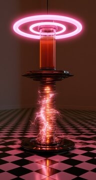 Futuristic energy device glows with pulsing light and crackling electricity