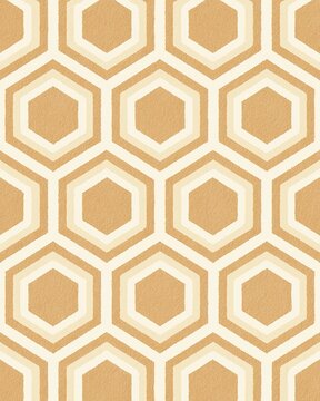 Repeating pattern of interlocking hexagons in warm, earthy tones