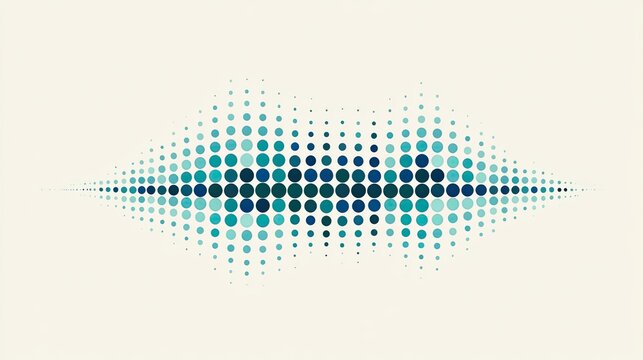 Abstract sound wave visualized as a gradient of blue dots on a pale background