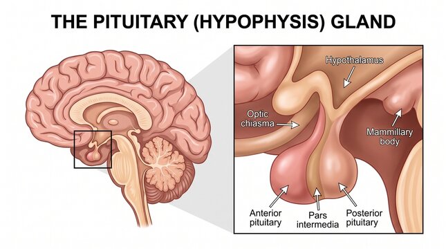 Human Brain Pituitary Gland Anatomy Medical Illustration