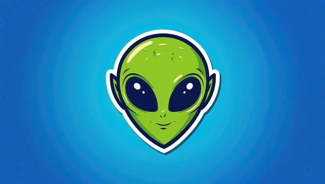 Alien Character Icon on Blue Background with Cartoon Style