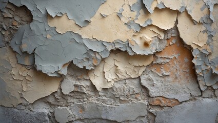 Fototapeta premium Peeling Paint on a Weathered Wall in Earthy Tones