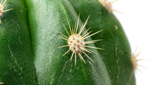 Close-up of green cactus stem with sharp spines and areoles showing succulent texture and botanical details succulent botanical gardening agriculture cactaceae wildlife perennial houseplant