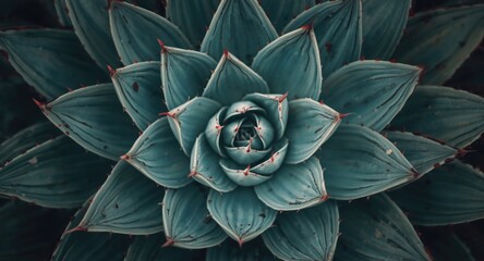 Fototapeta premium Succulent Plant Closeup on Dark Background with Textured Leaves