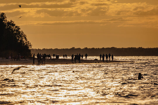 Ligo evening, part of Jani celebration in Kauguri beach, Jurmala, Latvia