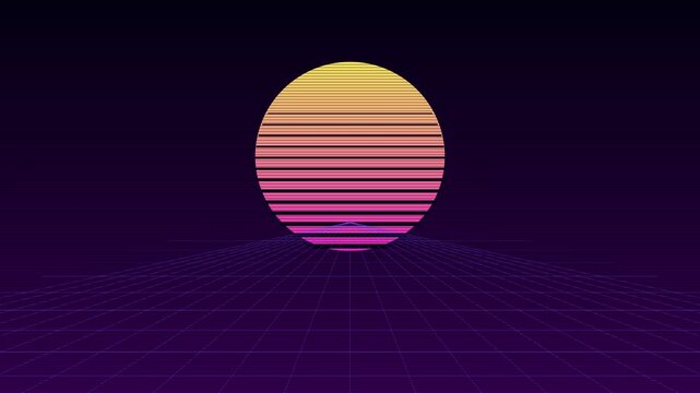 Retro Synthwave Sunset Grid Background