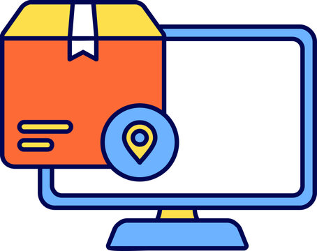 Online Shipping Tracking Icon Delivery Box on Computer Screen