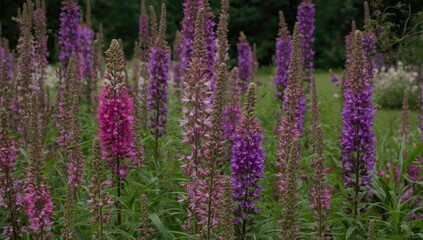 Obraz premium Tall Colorful Flower Blossoms in a Garden Under Soft Natural Light