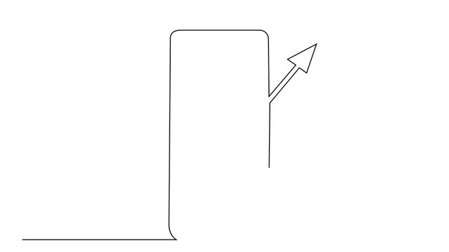 phone mobile screen statistics growth bars trend marketing one line art 2D video animation motion