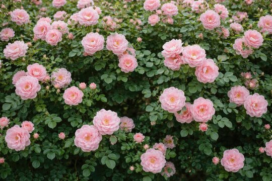 Pink Roses Blooming in Abundance in a Garden Setting