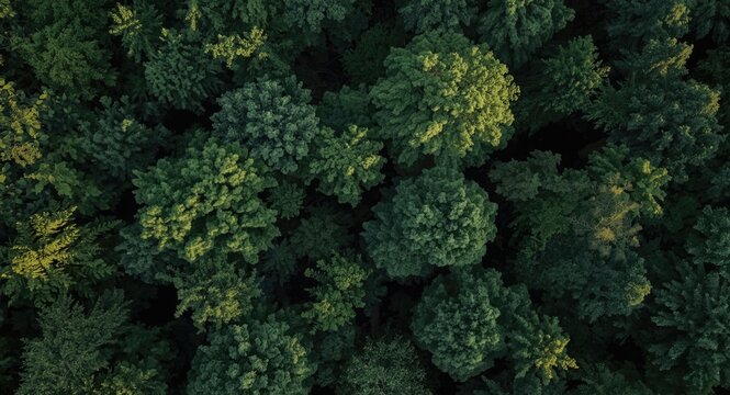 Aerial View of Lush Green Forest Canopy on a Sunny Day