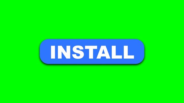 Blue Install Button Animation on Green Screen Chroma Key Overlay
