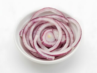 Fototapeta premium Sliced Red Onion in a White Bowl for Cooking or Food Preparation