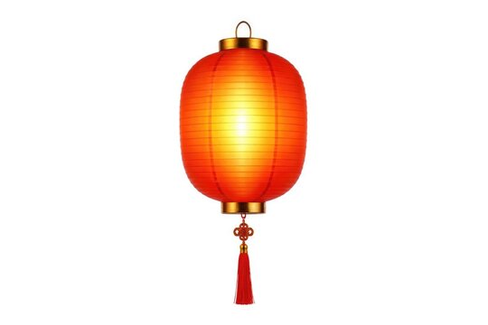 Traditional Chinese Lantern Hanging with Red Tassel and Warm Glow