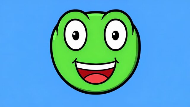 Animated Frog Faces Expressing Various Emotions in a Simple Graphic Style