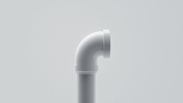 White PVC Pipe Elbow Fitting Isolated on Light Background