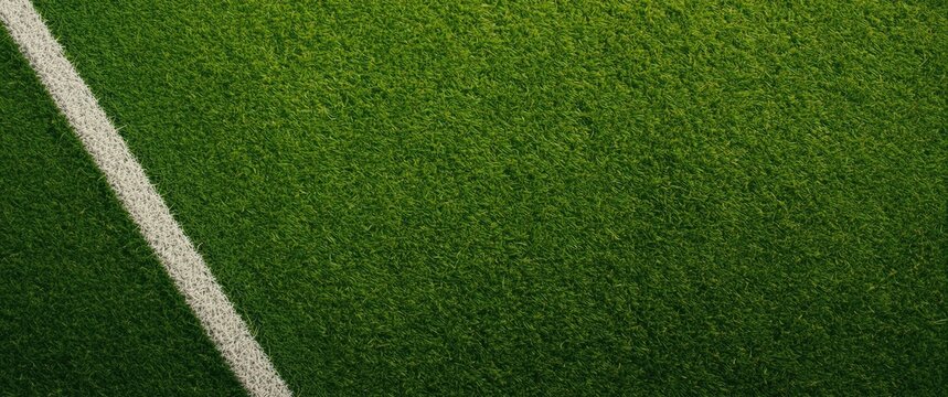 Green Artificial Turf with White Line Detail in Top View