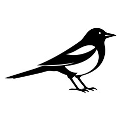 Naklejka premium Icono con dibujo sencillo de una urraca vista de perfil 