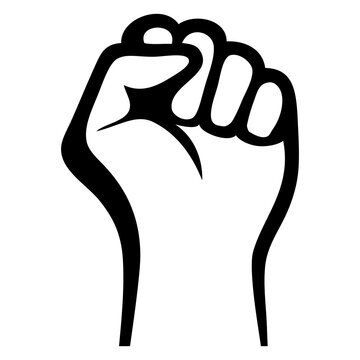 S&iacute;mbolo de victoria, fuerza, poder y solidaridad. Icono con dibujo sencillo con l&iacute;neas de un pu&ntilde;o cerrado levantado