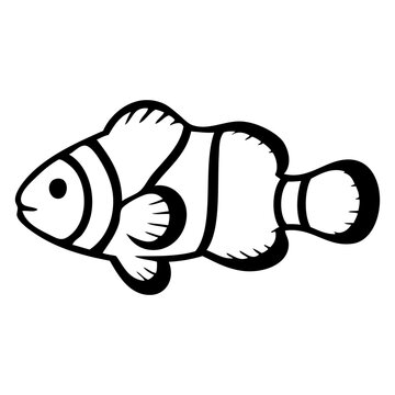 Logotipo vida marina. Icono con un dibujo sencillo con l&iacute;neas de un pez payaso