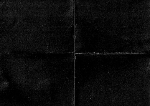 Dark Black Grunge Creased Scratched Distressed Paper Texture - Grainy Grain Noisy Noise Gritty Folded Paper Overlay Template Background