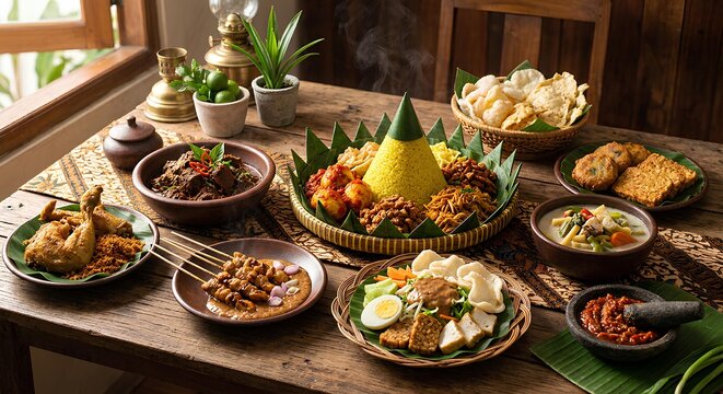 Authentic Indonesian Culinary Feast with Traditional Flavors