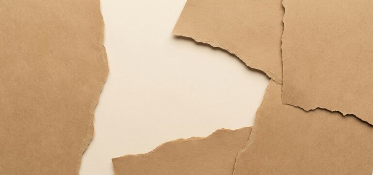Minimalist Torn Kraft Paper Collage