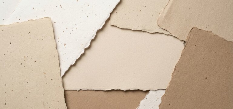 Artistic Torn Handmade Paper Composition Background