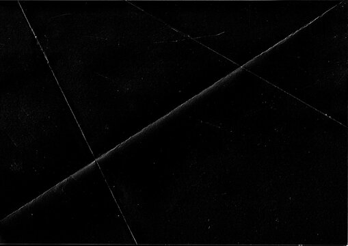 Dark Black Grunge Creased Scratched Distressed Paper Texture - Grainy Grain Noisy Noise Gritty Folded Paper Overlay Template Background