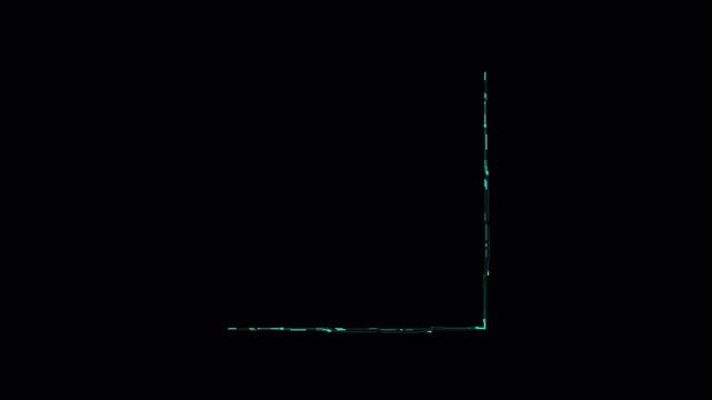 Minimalist digital abstract frame animation with glowing teal lines on black background.