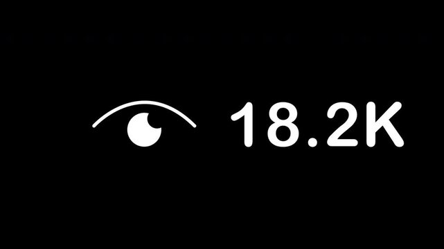 Views count 100,000 views with view icon sign social media insight peak stream animation on transparent background, 4k video