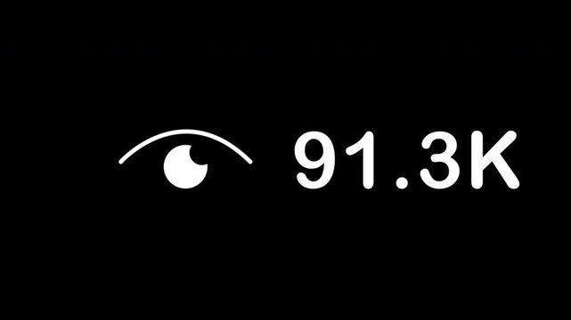 Views count 500,000 views with view icon sign social media insight peak stream animation on transparent background, 4k video
