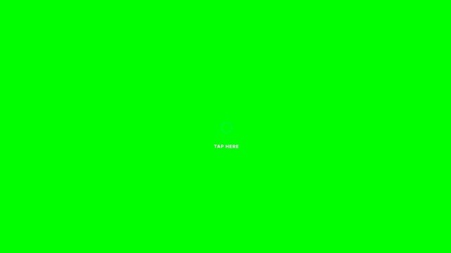 Tap here finger pointer animation on green screen background