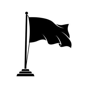 Black waving flag on a pole icon for design projects and business communication symbols Vector