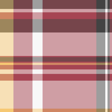 Stitched pattern seamless plaid, pure fabric tartan check. Horizon vector textile background texture in red and light colors.