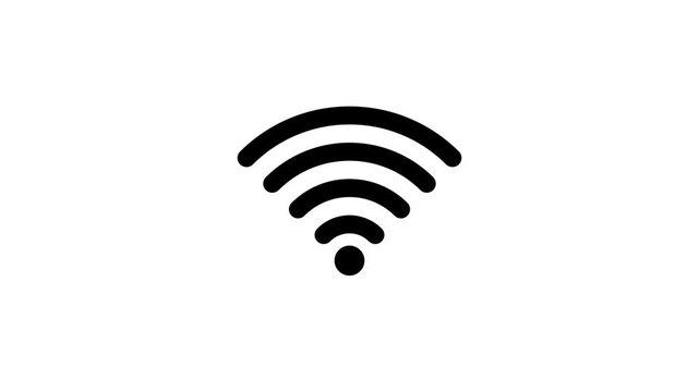 black Wi-Fi signal icon depicting full wireless internet strength network connectivity and communication concept isolated on clean white background