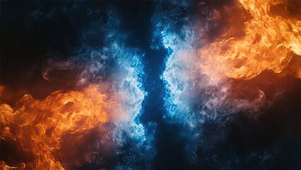 Fototapeta premium Fire and Ice Elemental Energy Abstract Background for Sci-Fi Fantasy Game Banner Design