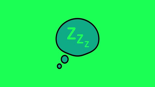 Cartoon sleep bubble with zzz letters on green background