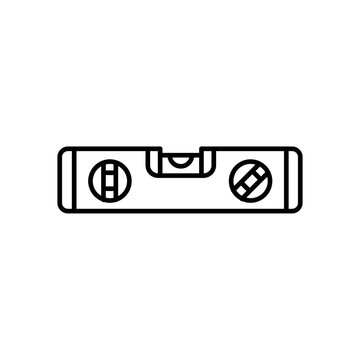 Simple line icon representing a bubble level tool used for alignment in construction.