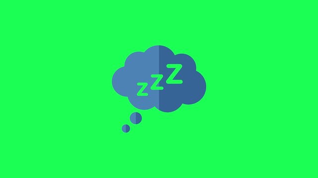 Sleeping thought bubble icon on a vibrant green background
