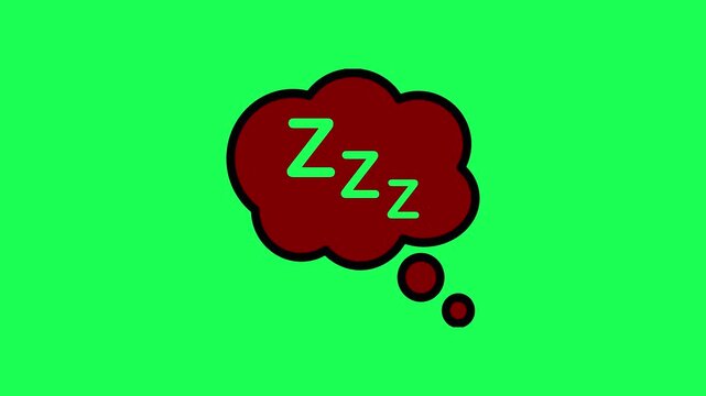 Dreaming thought bubble with zzz letters on green background
