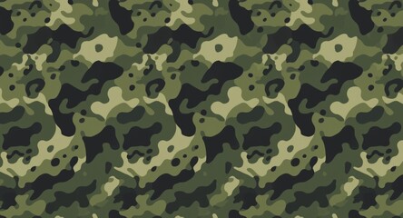 Fototapeta premium Green Camouflage Pattern Background in Various Shades of Olive and Dark Green
