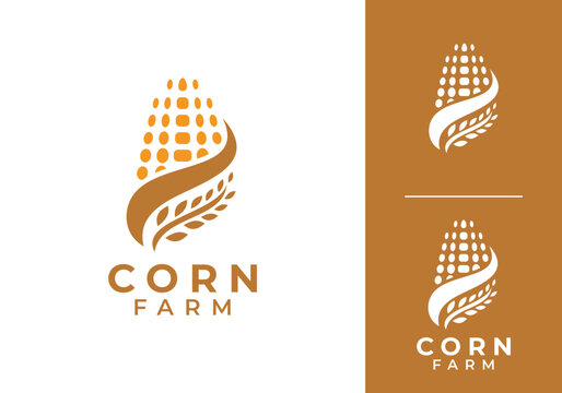 simple creative wheat and corn agriculture logo design vector