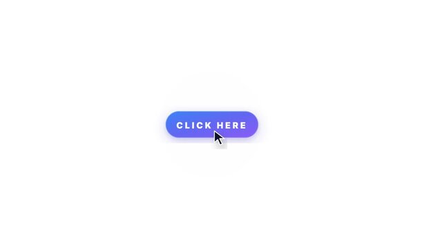 Click here button animation with mouse cursor. Click here button motion on a white background
