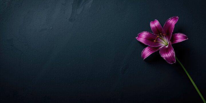 Pink Flower on Dark Background with Minimalist Aesthetic