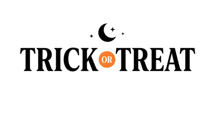 Trick or Treat Halloween typography design with crescent moon and stars icon © MD ACHADUL ISLAM