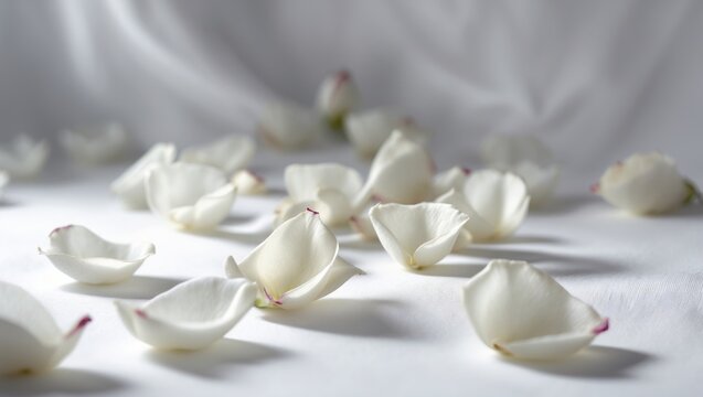 White rose petals against a white background.